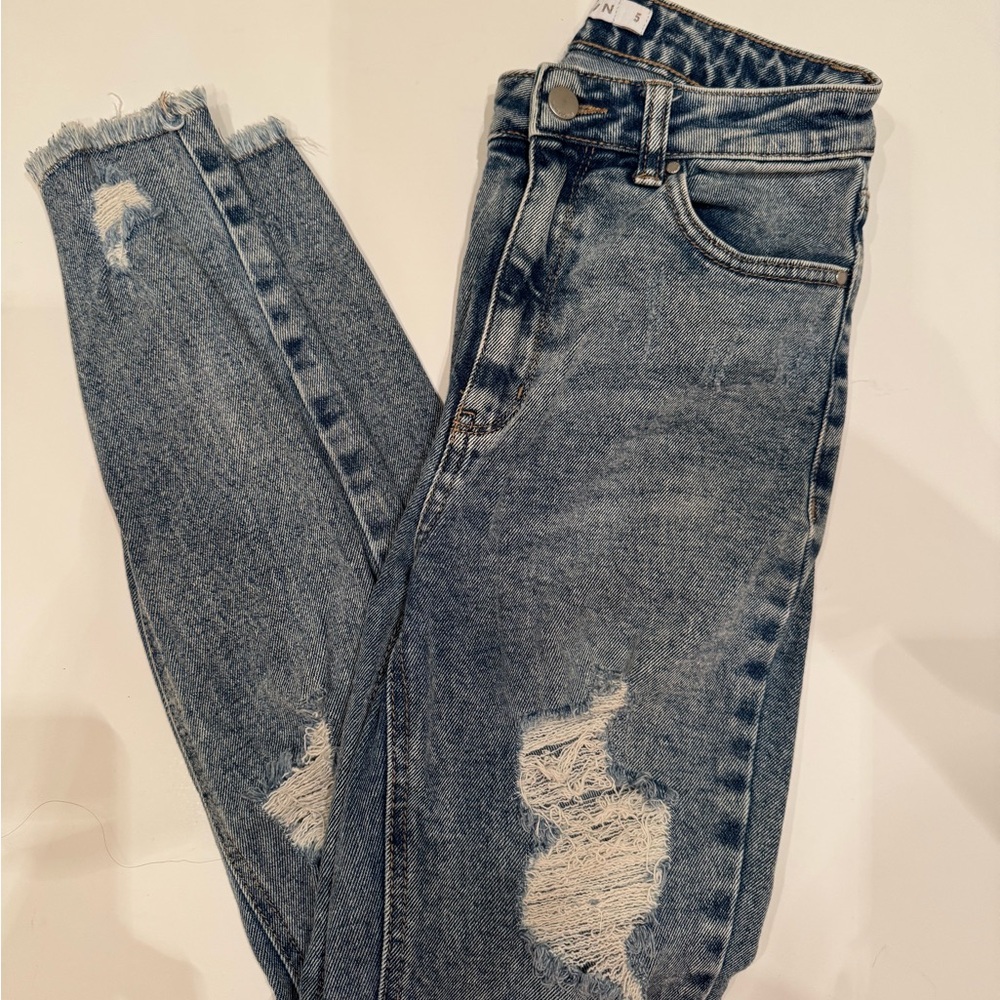 TINSELTOWN Blue Distressed Skinny Jeans